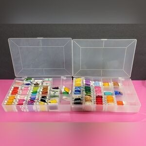 Vintage Two Boxes Of Embroidery Floss Wound On Cards (0525)